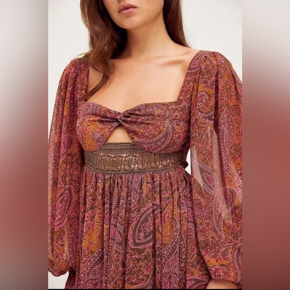 NWT $288 Free People Folklore Maxi Dress Size Medium Bohemian Whimsical Cottage - Picture 2 of 16